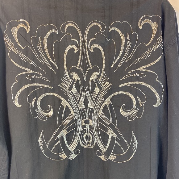 Guess Button Down with Embroidered Sleeve & Back in Black, Size XL. - Picture 1 of 9